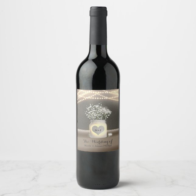 Etiqueta de vino de aliento de Mason Jar y bebé (Anverso)