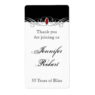 Etiqueta de vino de aniversario de acento de rubí