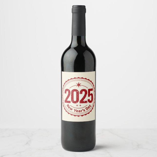 Etiqueta de vino de Año Nuevo 2025 (Anverso)