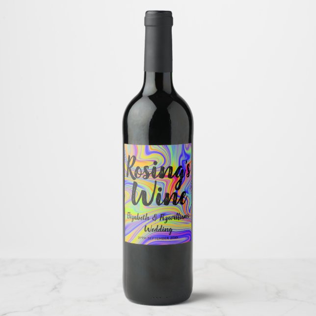 Etiqueta de vino de arcoiris marbling (Anverso)