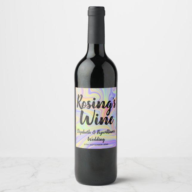 Etiqueta de vino de arcoiris pastel (Anverso)