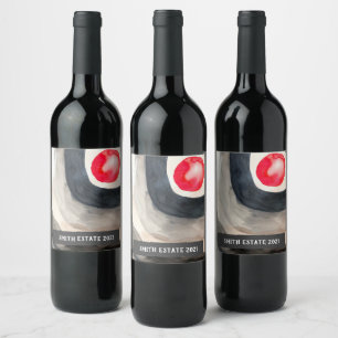 Etiqueta de vino de arte acuarela abstracta de sol