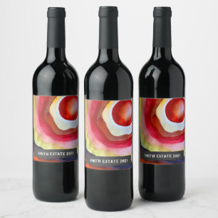 Etiqueta de vino de arte acuarela abstracta de sol