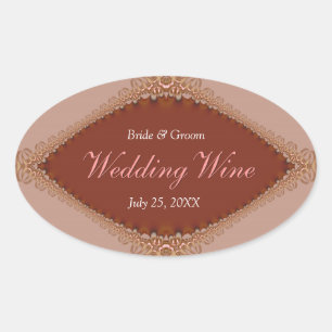 Etiqueta de vino de boda de encaje de brocado Russ