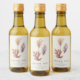 Etiqueta de vino de boda de hojas de otoño agradec
