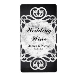 Etiqueta de vino de boda elegante marco vintage ti
