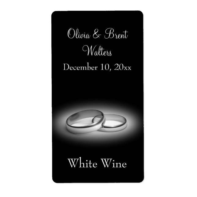 Etiqueta de vino de Boda Eternity (negro) (Frente)
