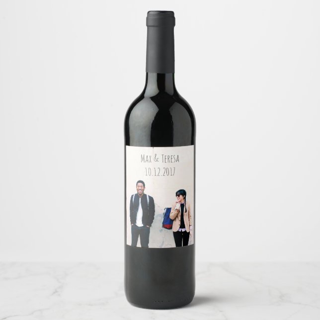 Etiqueta de vino de boda personalizada (Anverso)