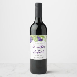 Etiqueta de vino de bodas de jardín de Grapevine