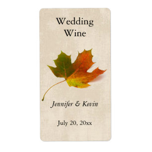 Etiqueta de vino de bodas de otoño
