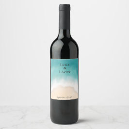 etiqueta de vino de bodas de playa