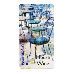 Etiqueta de vino de café de estilo impresionista d