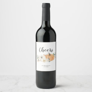 Etiqueta de vino de calabaza blanca floral