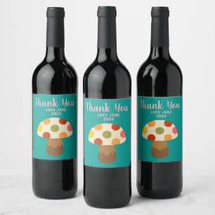 Etiqueta de vino de champiñones de color