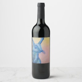 etiqueta de vino de conejo azul