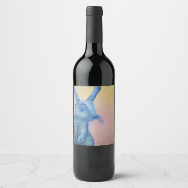 etiqueta de vino de conejo azul (Anverso)