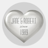 Etiqueta de vino de corazón de vidrio plateado ani