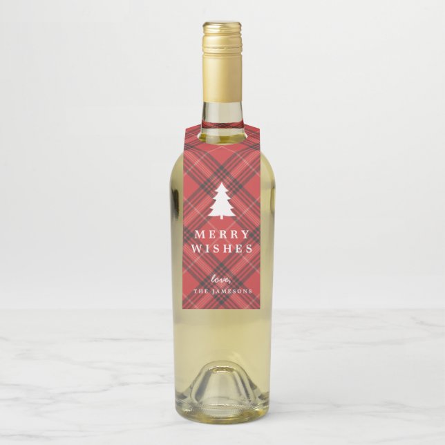 Etiqueta de vino de cuadros escoceses (En botella)