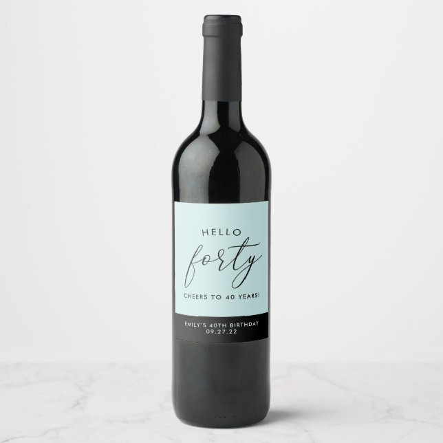 Etiqueta de vino de cumpleaños 40 personalizada de (Anverso)