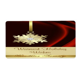 Etiqueta de vino de diamante de seda roja y copo d