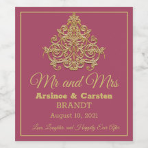 Etiqueta de vino de elegancia dorada