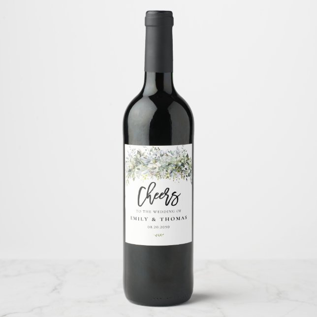 Etiqueta de vino de Eucalyptus Boda Floral (Anverso)