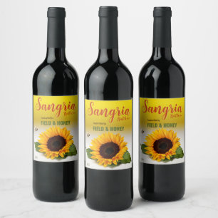 Etiqueta de vino de frutas del girasol Sangria