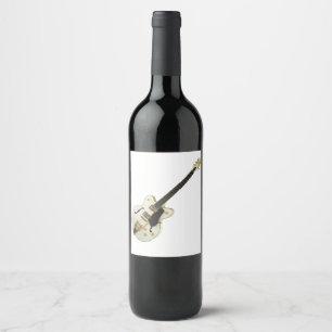 Etiqueta de vino de guitarra blanca