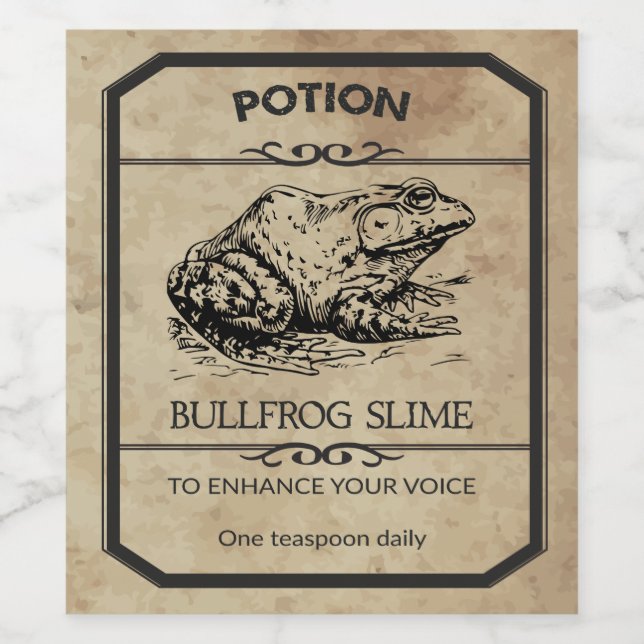 Etiqueta de vino de Halloween Bullfrog Slime Apoth (Etiqueta única)