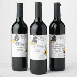 Etiqueta de vino de hojas tropicales