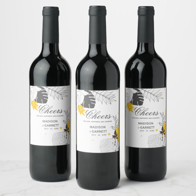 Etiqueta de vino de hojas tropicales (Botellas)