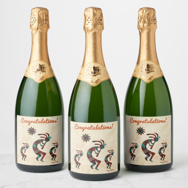 Etiqueta de vino de Kokopelli del suroeste (Botellas)