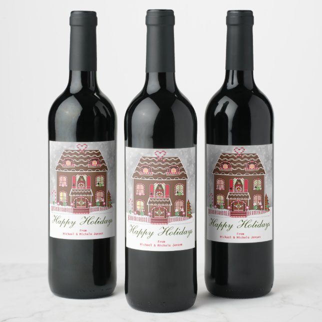 Etiqueta de vino de la casa Gingerbread de vacacio (Botellas)