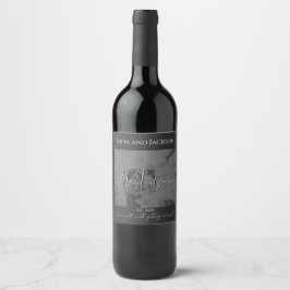 Etiqueta de vino de la celebración del Boda de Bla