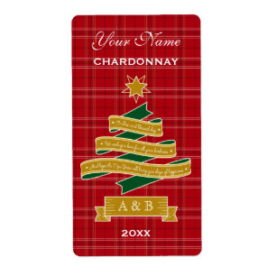 Etiqueta de vino de la cinta del árbol de Navidad 