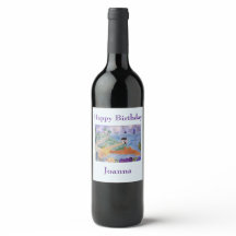 Etiqueta de vino de la costa de verano y de las fl