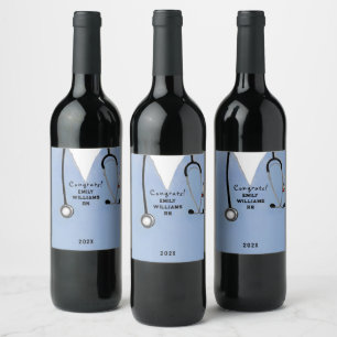 Etiqueta de vino de la fiesta de graduación de la