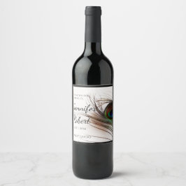 Etiqueta de vino de la pluma de la piel del pavo r