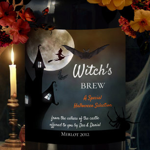 Etiqueta de vino de las brujas de Halloween