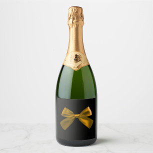 Etiqueta de vino de lazo negro y dorado de lujo