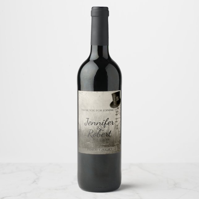 Etiqueta de vino de los mejores sombreros del carn (Anverso)