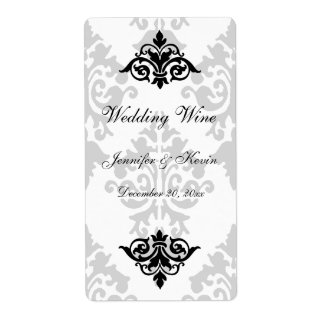 Etiqueta de vino de matrimonio de Damask
