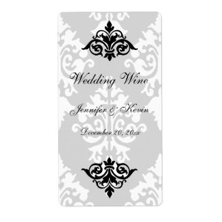 Etiqueta de vino de matrimonio de Damask