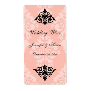 Etiqueta de vino de matrimonio de Damask