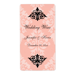 Etiqueta de vino de matrimonio de Damask