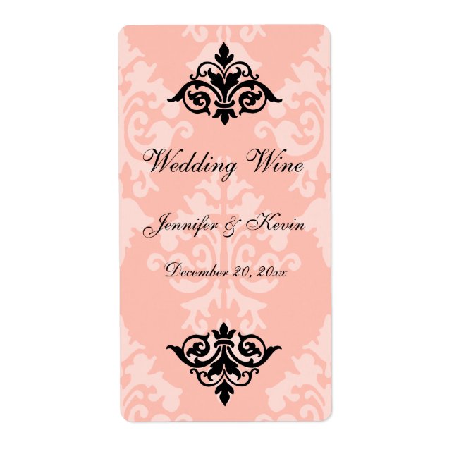 Etiqueta de vino de matrimonio de Damask (Frente)