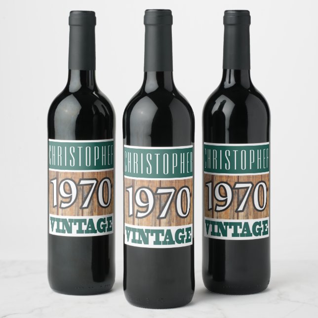 Etiqueta de vino de nacimiento de 1970 (Botellas)