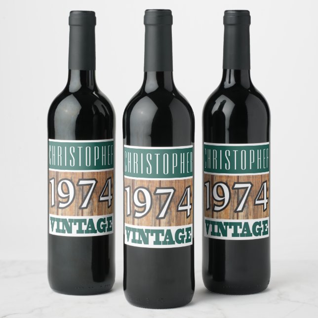 Etiqueta de vino de nacimiento de 1974 (Botellas)