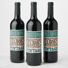 Etiqueta de vino de nacimiento de 1978