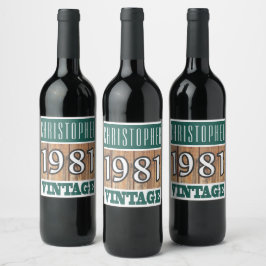 Etiqueta de vino de nacimiento de 1981
